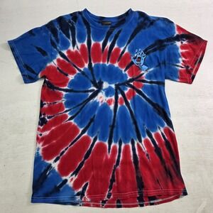 Santa Cruz Blue Red Tye Dye Hand Mouth Graphic Skater Skateboard T-Shirt Men's M